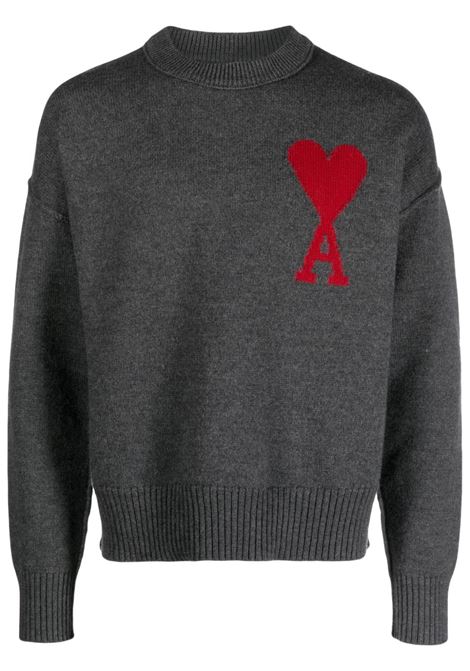 Maglione con intarsio in grigio - AMI unisex AMI PARIS | BFUKS006018084
